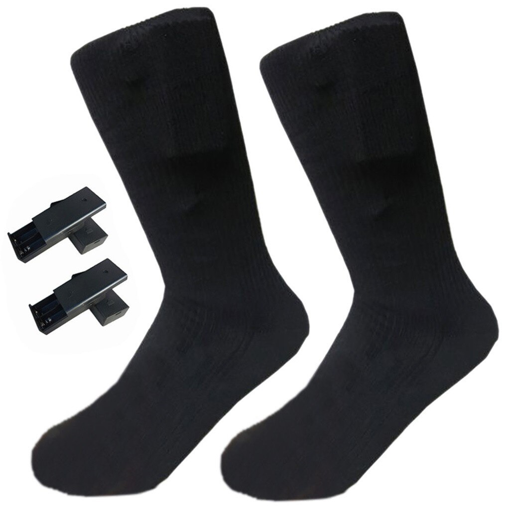 2PCS Cotton Thick Cushion Knee High Ski Heated Socks Sports Skiing Socks Winter Foot Warmer Electric Heating #FP: Default Title