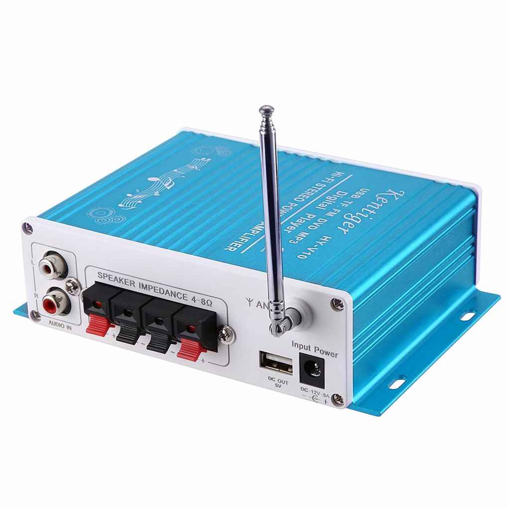 Kentiger V10 Hi-Fi klasy AB stereofoniczny odtwarzacz cyfrowy Super bas wzmacniacz Bluetooth pilot bezprzewodowy samochód głośnik Audio: blue