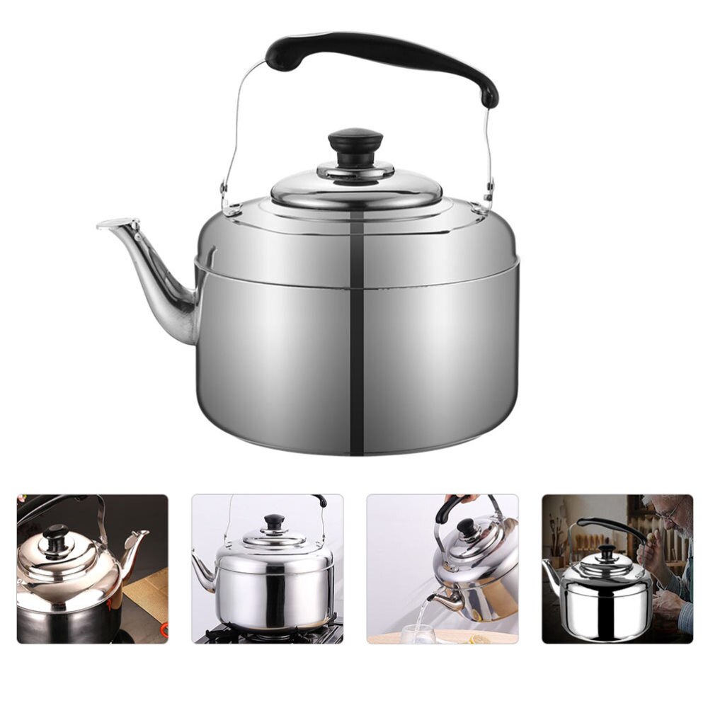 1Pc de acero inoxidable espesar silbato tetera agua tetera hirviendo de plata