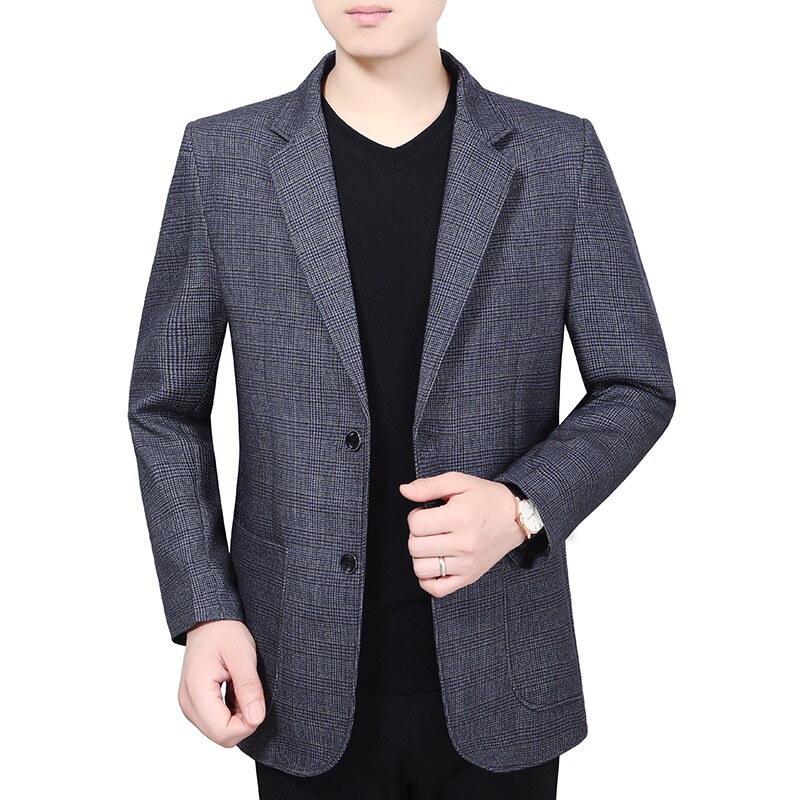 Printemps Automne Luxe Costume Veste Hommes Blazer En Coton Costume D'affaires Mâle Blazers Couche De Finition De Mariage Directe: Bleu / XL