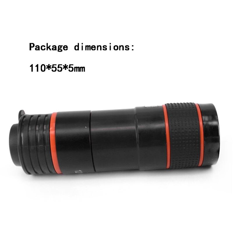 Universele Clip-On 12x Optische Zoom Hd Telescoop Camera Lens Voor Mobiele Telefoon