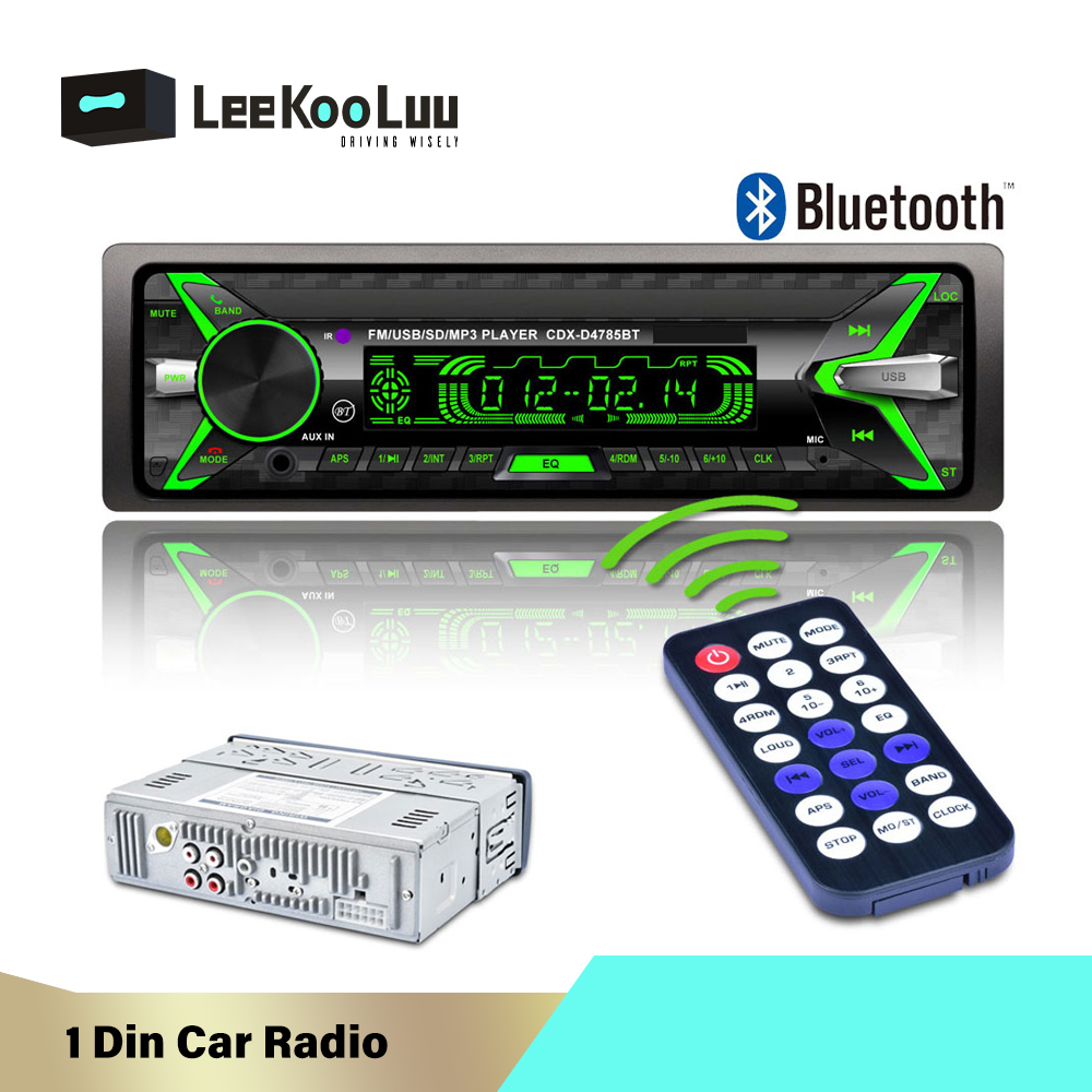 Leekooluu 1 din  mp3- afspiller bilradio bil multimedie-afspiller bluetooth fm radio auto aux usb sd autoradio kassetteoptager stereo