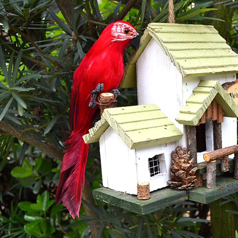 35cm simulering fjerskum papegøje ara græsplæne figur ornament dyr fugl have fugl papegøje papegøje dekoration – Grandado