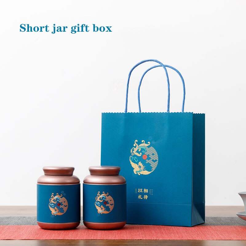 Contenedor sellado de Metal para el hogar, contenedor cilíndrico de Color sólido Universal para té y café, Chocolate, lata de Metal, caja de de almacenamiento: Short jar box blue
