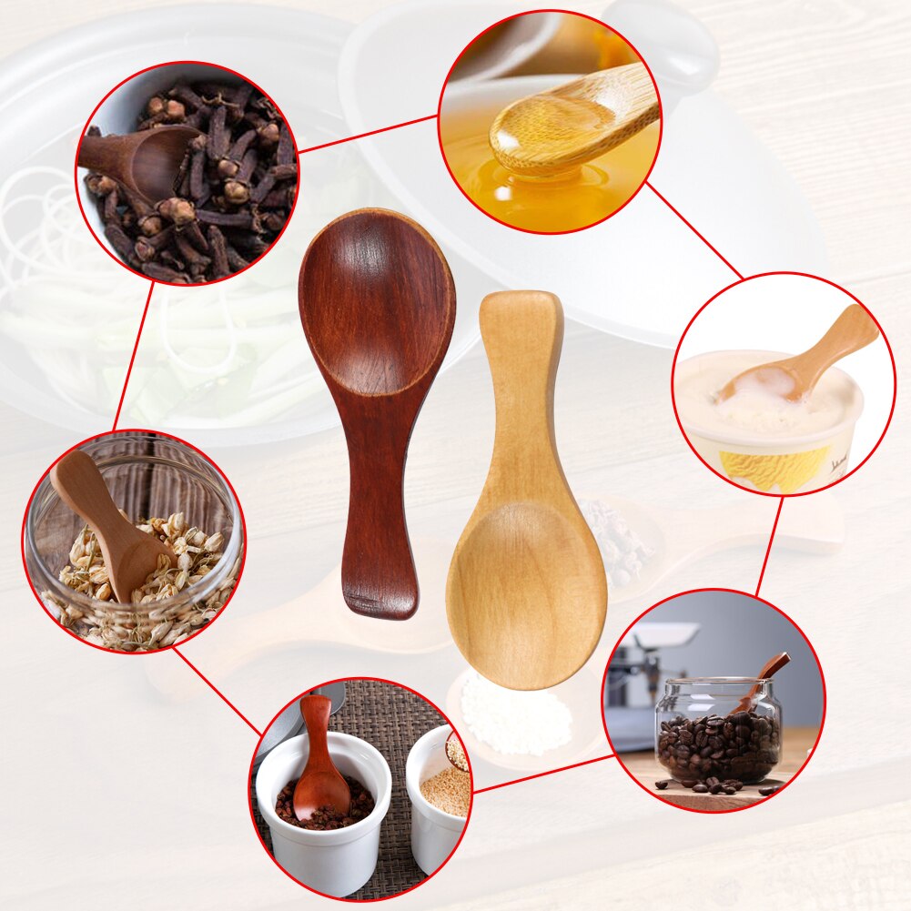 Mini cuillère à condiments en bois, glace, café, thé, cuillère à sucre, cuillères en bois de sel, outils de cuisine, couverts, Gadgets de cuisine