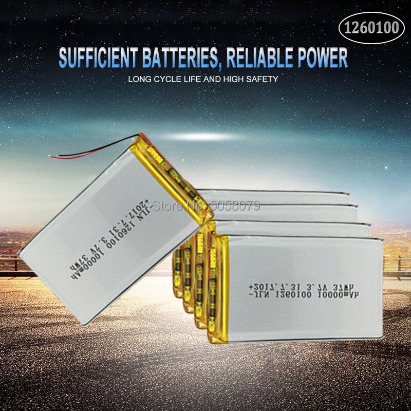 1pcs 3.7V 10000mAh Lipo Battery 1260100 Rechargeable Tablet Dvd Backup li-ion Li-Po Lithium Li-polymer Replacement Battery