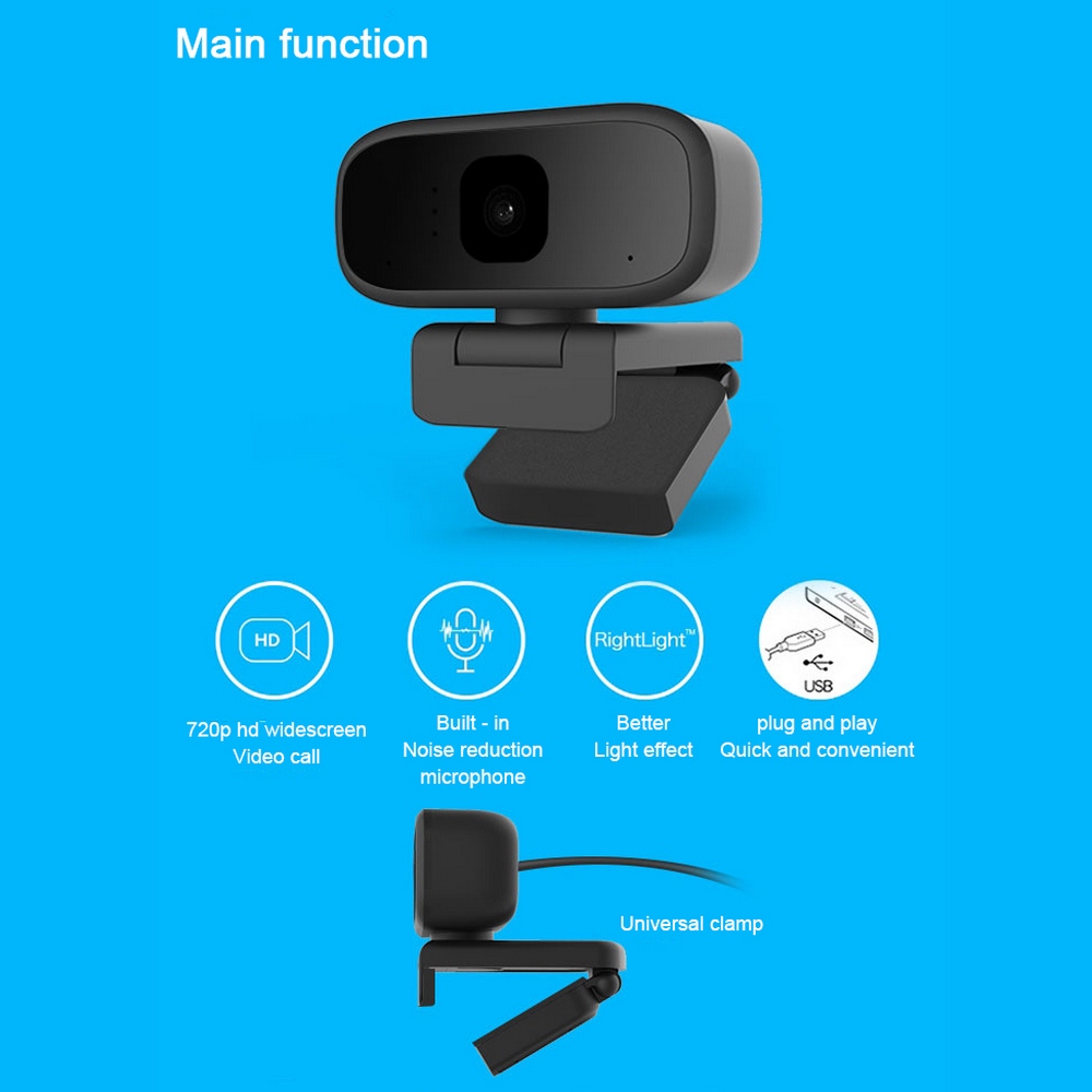 USB Web Camera 720P HD Computer Camera Webcams Built-In Sound-absorbing Microphone 1280 * 720P Dynamic Resolution