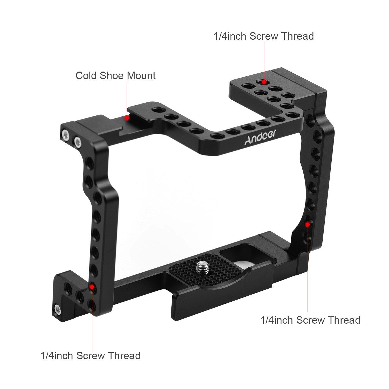 Photograohy Andoer Vlog Camera Cage Rig Aluminium Met Koud Schoen 1/4 Draad Compatibel Met Canon M50 Mirrorless Camera