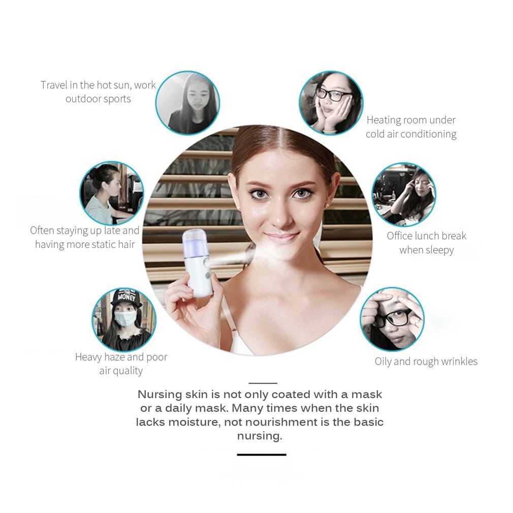 Draagbare nano-nevelverstuiver, lichaamsvernevelaar, gezichtsstomer, hydraterende huidverzorging, mini-gezichtsspray, beautytools