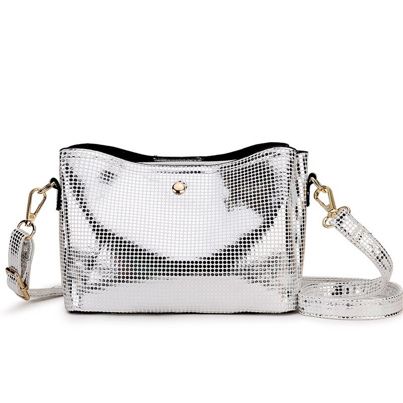 Bolsa transversal dourada para mulheres, bolsa pequena de ombro, couro pu, dourada, prateada, 2020 saco do saco: silver