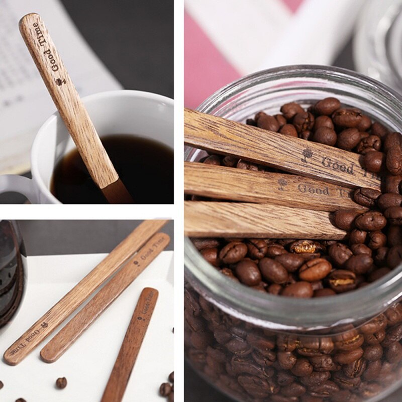 1PC de madera hecho a mano palito agitador de café palito agitador s agitador bebida mezclar batir herramienta Rod vasos Accessories7 *