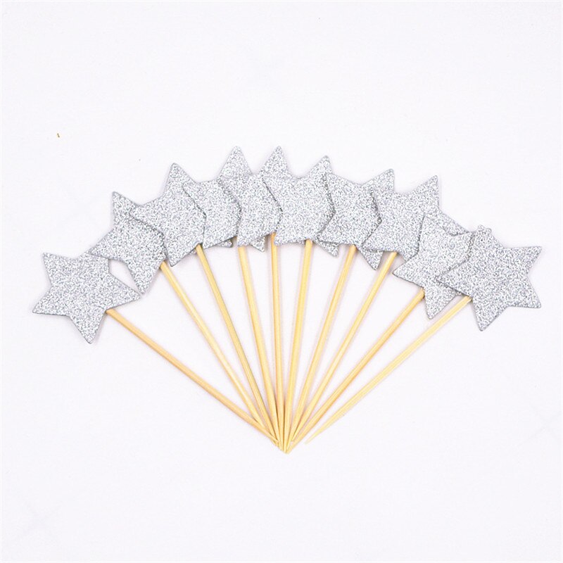 10pcs Mini Star Cupcake Toppers Birthday Cake Topper Cake Decoration Wedding Party Decorations Cake Flags Party Supplies