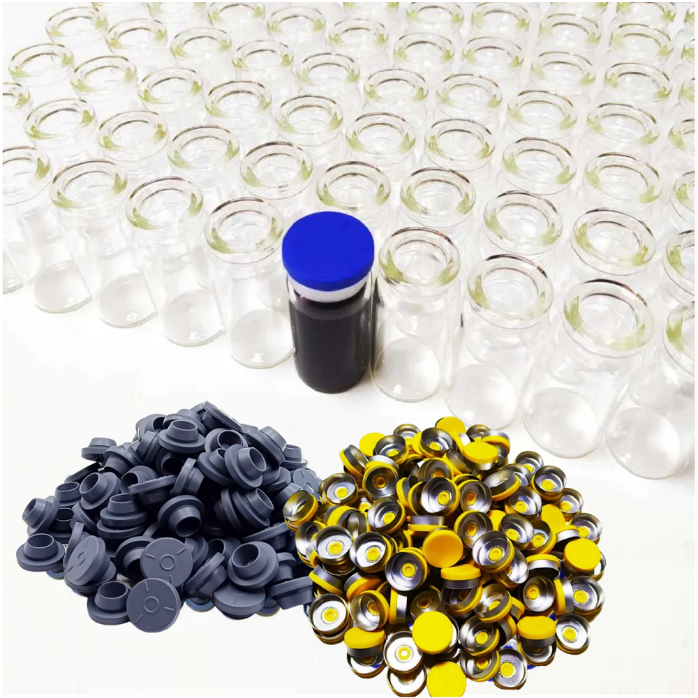 100 pezzi 5ml fiale da laboratorio in vetro trasparente con tappi e tappo piccole bottiglie contenitori per liquidi per test sperimentali fiale da laboratorio trasparenti: Arancia