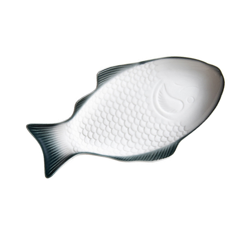 Ceramic Tableware Plate Fish Shaped Dish Snack Storage Fish Pan for Restaurant Home Dinner (11 Inches + White)