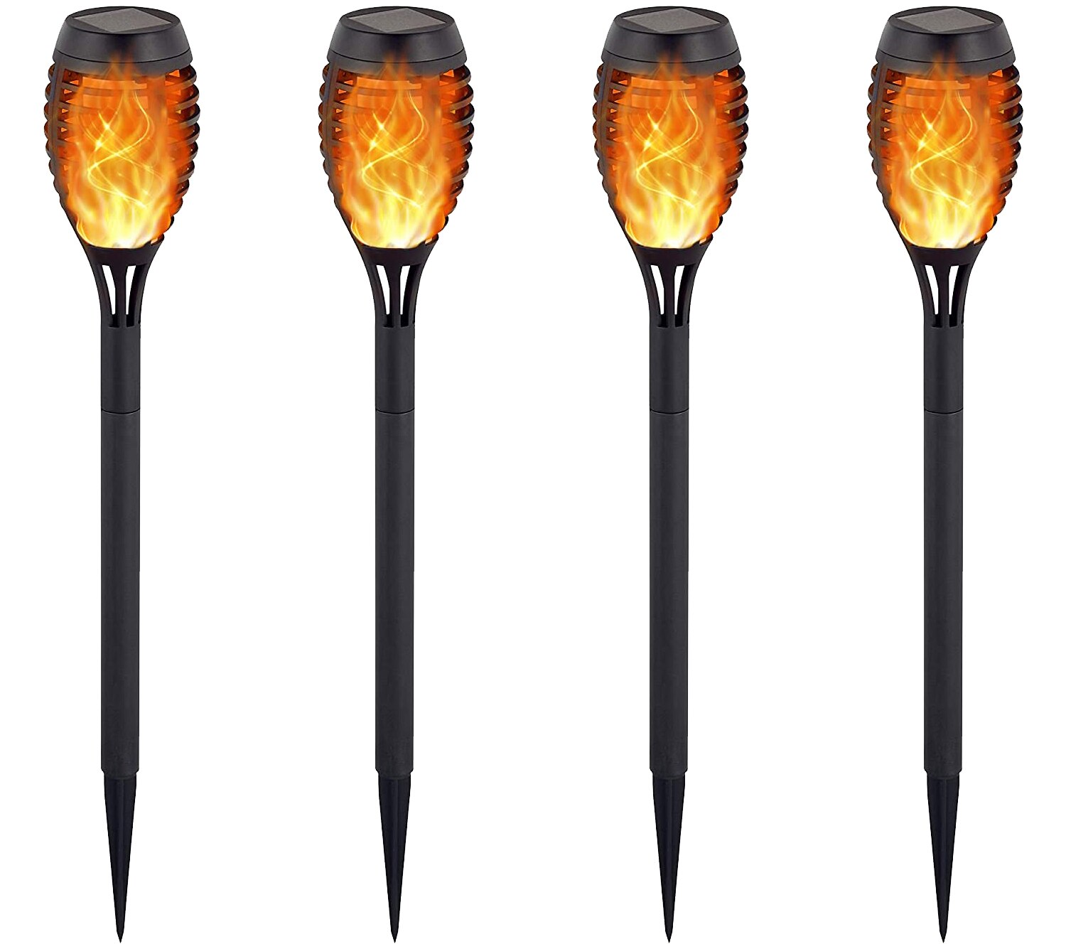 Solar Flame Torch Light Flickering Waterproof Garden Decor Landscape Lawn Lamp For Path Garden Yard Outdoor Light: PACK of 4
