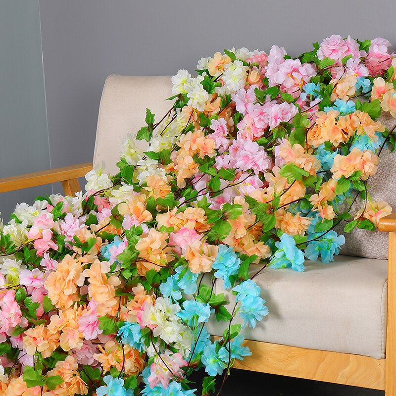 1 Uds. Guirnalda de flores artificiales, guirnalda de cerezas, telas no tejidas, tela de flores para pared, decoración de lujo para el hogar, decoración para el jardín