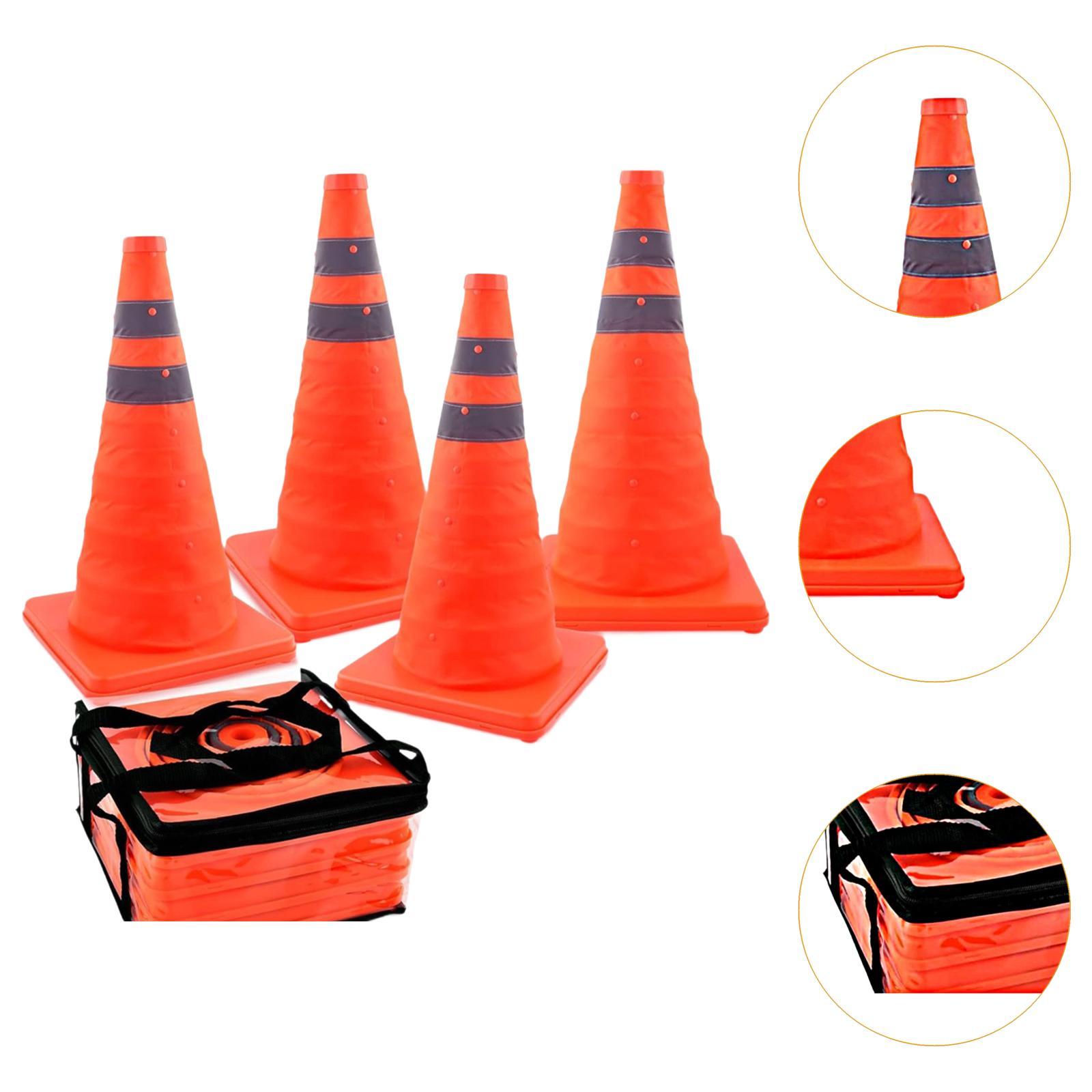 4 stuks 18 inch telescopische reflecterende verkeerskegels, opklapbare kegels, multifunctioneel, oranje
