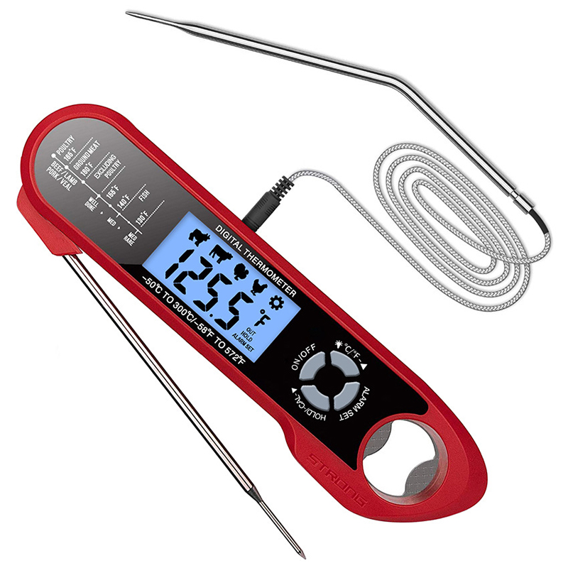 Vleesvoedselthermometer Dubbele sonde met waterdichte automatische uitschakeling en alarmfunctie Digitale instant-read thermometer voor het grillen in de oven: Default Title