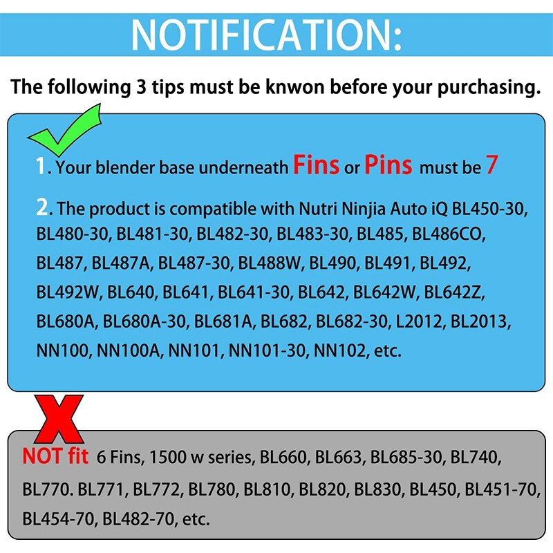 7 Fins Extractor Blades Replacement Part Bottom Blade for Ninja Blender for Nutri Ninja Blender Accessories
