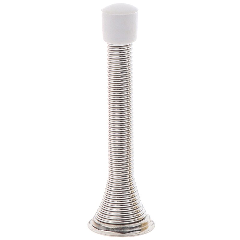 1pc gummikåpa metall dörrstopp fjäderstoppare väggmonterad golvlist 85mm dörrstopp: Silver-
