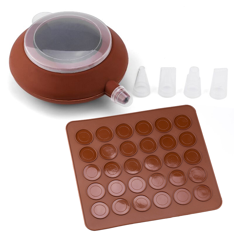 Macaroon Kit Macaron Silicone Mat Non-Stick Baking Mold Set 48 Capacity Macaron Pot Cake Decorating Supplies: set 1