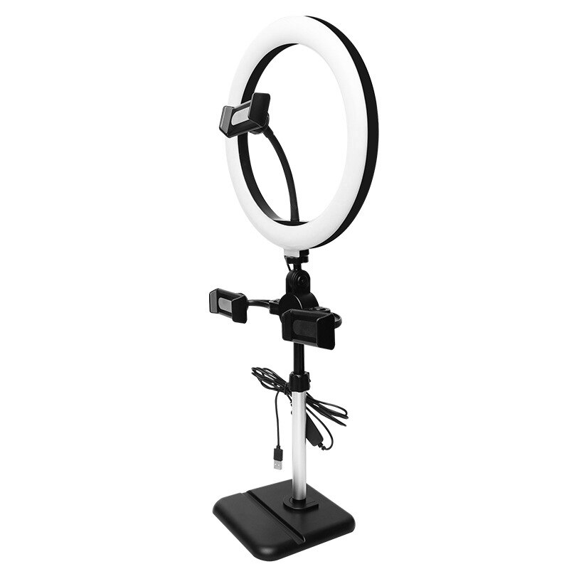 Mobile Phone Live Broadcast Stand Tablet Desktop Three-Position Retractable Holder with 10-Inch Ring Light: Default Title