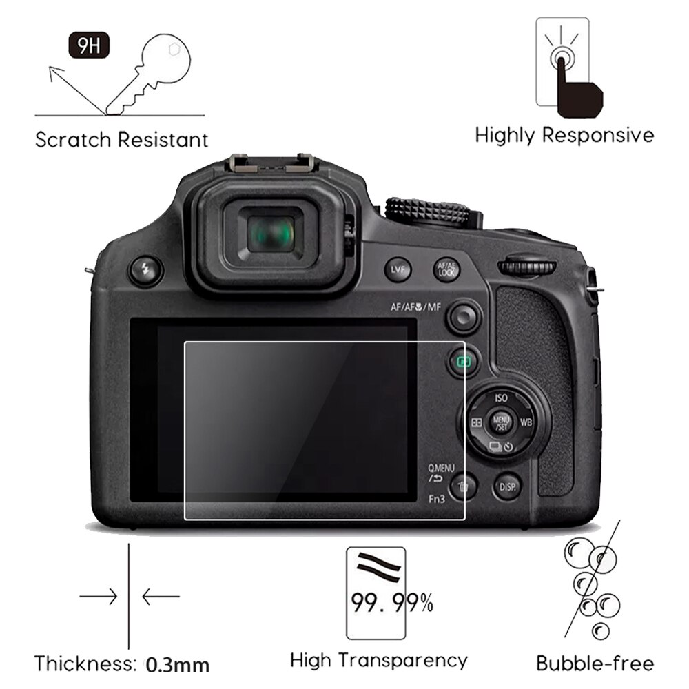 2 uds para Panasonic Lumix LX100 II G7 FZ300 FZ82 FZ80 FZ72 FZ70 ZS40 TZ60 ZS220 200 TZ200 TZ220 resistente a los arañazos de vidrio templado