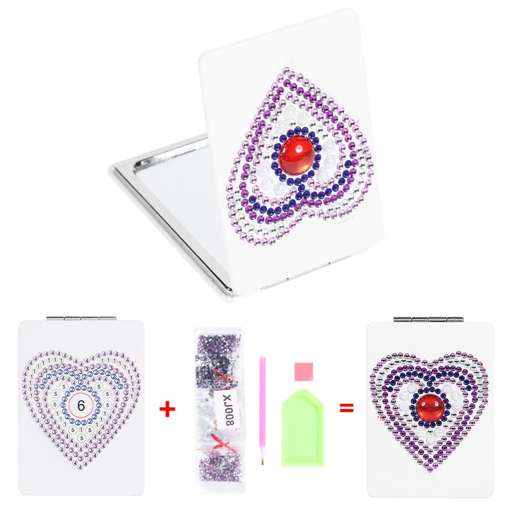 Espelho de maquiagem de viagem conjunto mini espelho cosmético borboleta/coração diy pintura diamante em forma especial compõem espelhos: 11