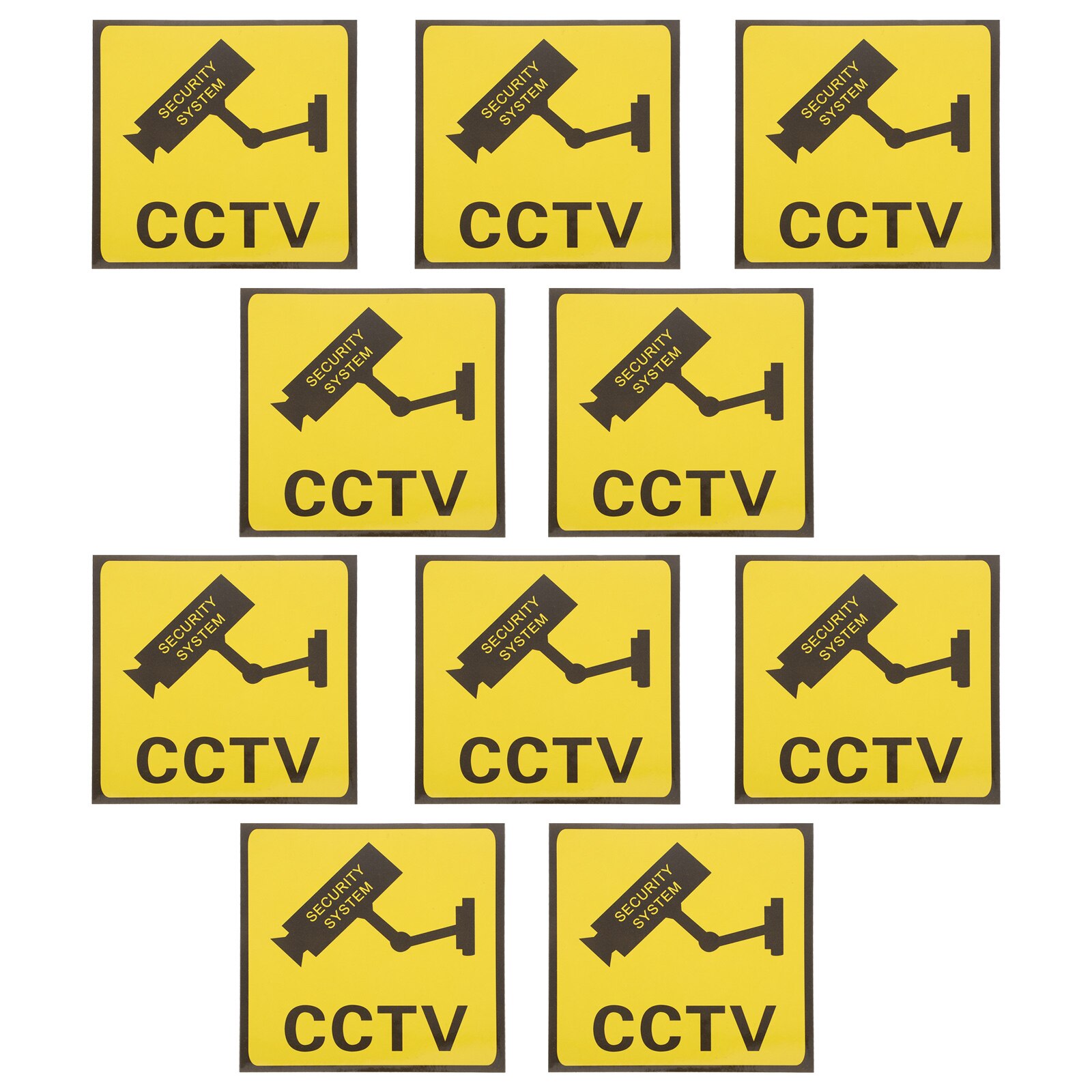 10pcs Video Surveillance Stickers Surveillance Warning Signs School Office Stickers: Default Title