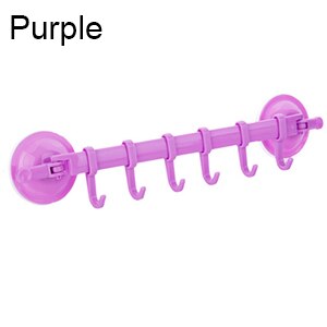 Toallero con ventosa para baño, soporte de pared de cocina, con ventosa colgador, 6 ganchos: Morado