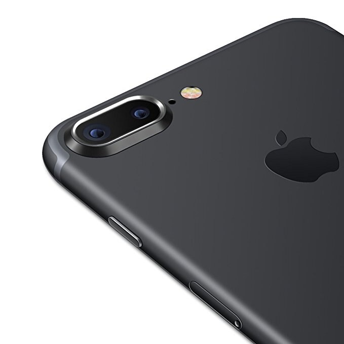 Protector de cristal templado para lente de cámara 3D, funda de anillo de lente trasera para iPhone 7/8 Plus, parachoques de anillo ovalado: Black