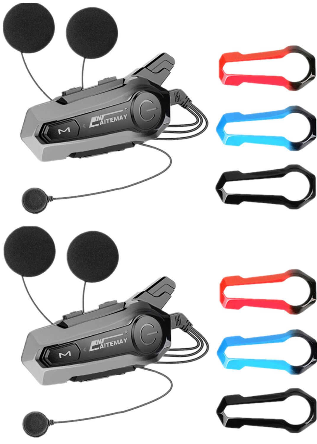 E1 Motorcycle Helmet Headset Bluetooth Intercom Pairing 2 Riders Talking Waterproof Interphone Headset Handsfree Call: 2 for Half Face