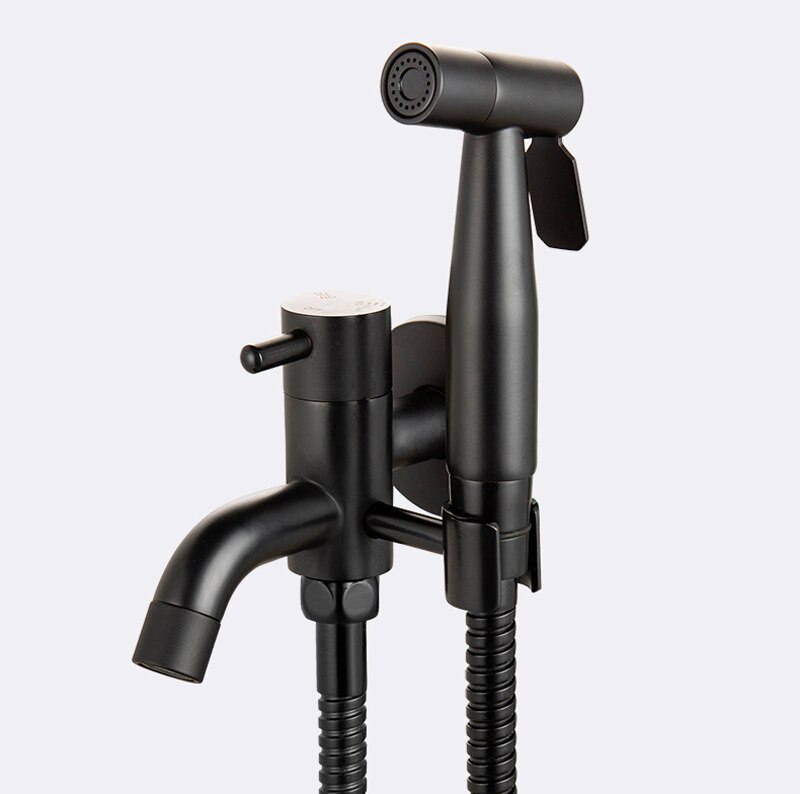 Ecofresh Bidets Zwart Badkamer Bidet Wc Kraan Bidet Koud Water Hygiënische Douche Moslim Douche Enkel Gat Draagbare Spuit