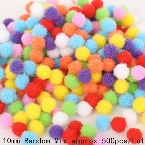 100-500 Teile/los Gemischt Weiche Runde Förmigen Pompom Bälle Flauschigen Pom Pom Für freundlicher DIY Bekleidungs Handwerk 10mm/15mm/20mm/25mm/30mm: 10mm 500stck