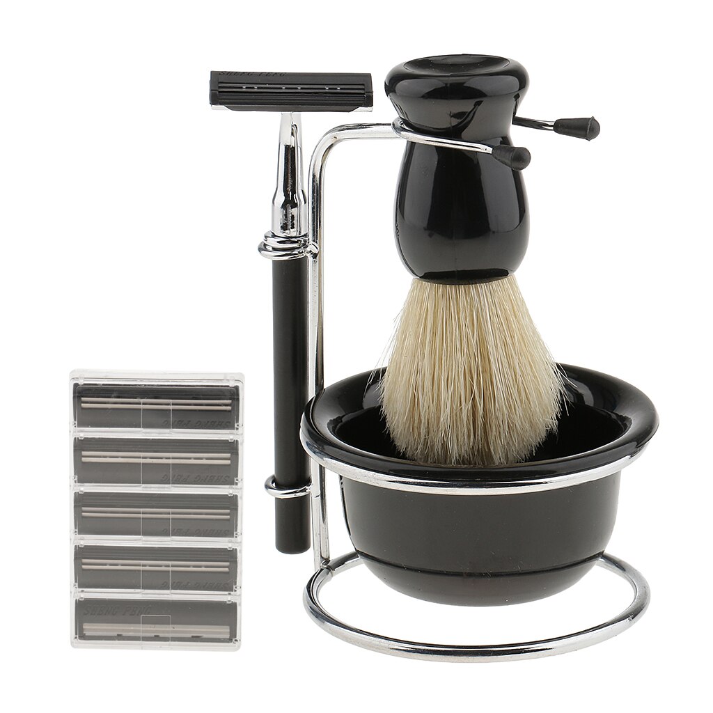 Mens Beard Shaving Kit Shave Badger Brush+ Stand +Soap Bowl Mug +Razor Set