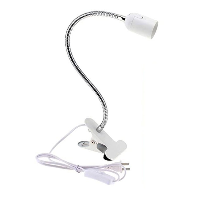 Zwart wit Plug-in Clip-on Light, Schroeflamp Clip-on Bureaulamp voor Bureau, Bedhoofdeinde met aan/uit-schakelaar, Klemlamp voor lezen: S / Black