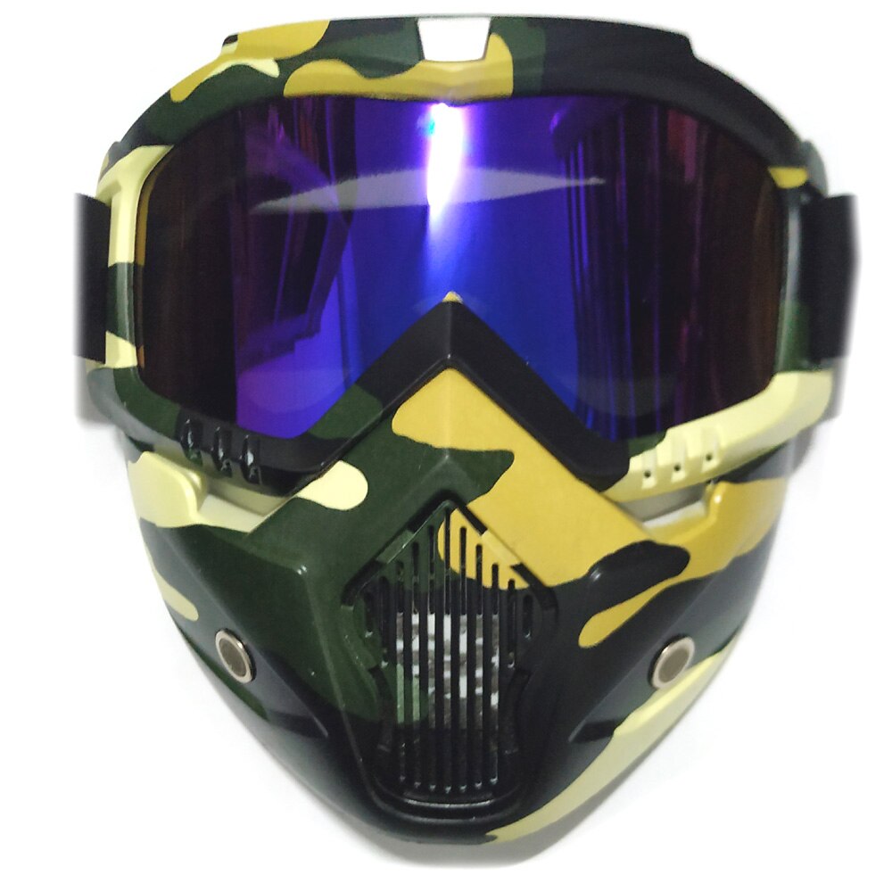 Máscara de gafas de Motocross, gafas de sol, esquí, Skate, máscara de casco facial Vintage, gafas de Motocross desmontables, casco Jet para Scooter: Model 3