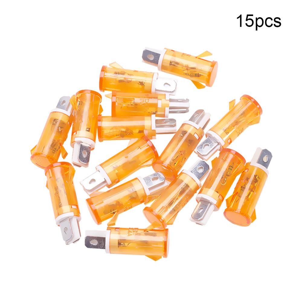 Othmro 13mm Flat Top Pilot Signal Lamp Panel Plastic Indicator Light Motorcycle LED 220V Red/ Green/Yellow Light MDX-14A: Yellow 15pcs