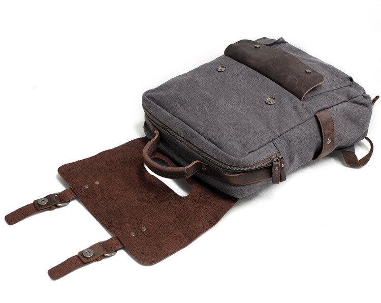 Multifunctionele herenrugzak vintage canvas rugzak leren schooltas neutrale draagbare slijtvaste reistas