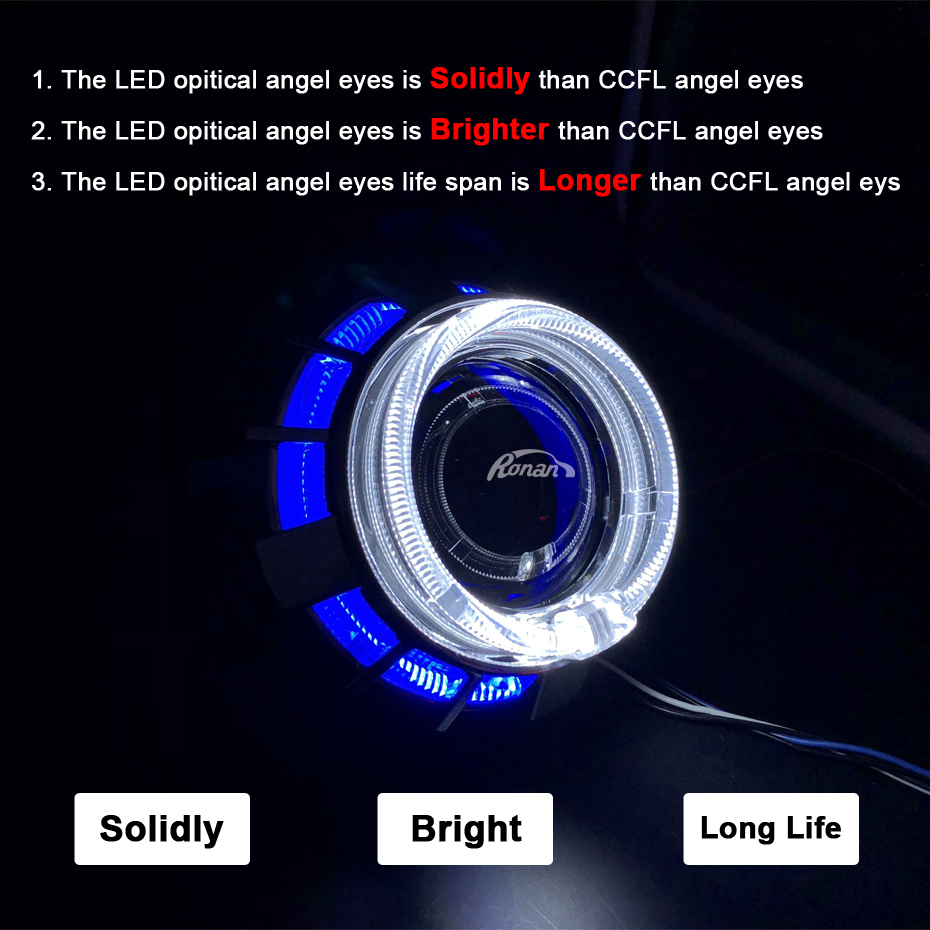 RONAN mini 2,5 doble LED Ojos de Ángel drl bi-xenon proyector 8,1, lente de faro de coche h1 retrofit DIY h4 h7, de coche