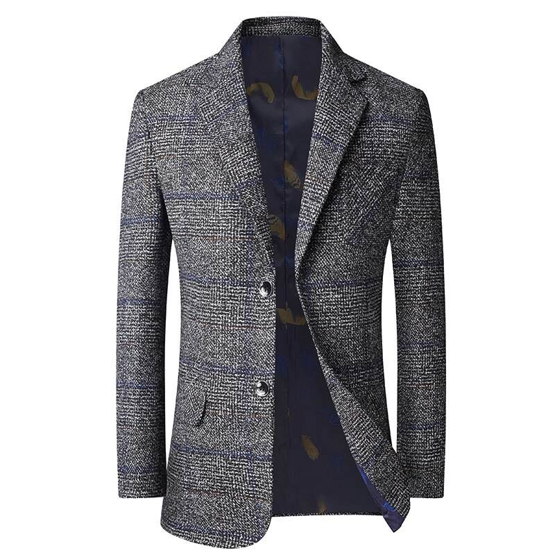 Mens Khaki Blazer Jackets Casual Dress Long Suit Jacket M-3XL Men Clothing Costume Homme