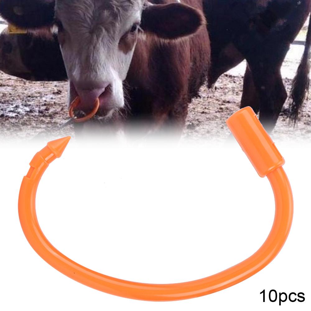 10PCS Plastic Lightweight Good Elasticity Farm Bull Nose Ring Accessory for Cattle Cow Cattle Nose Ring Poultry Accessories