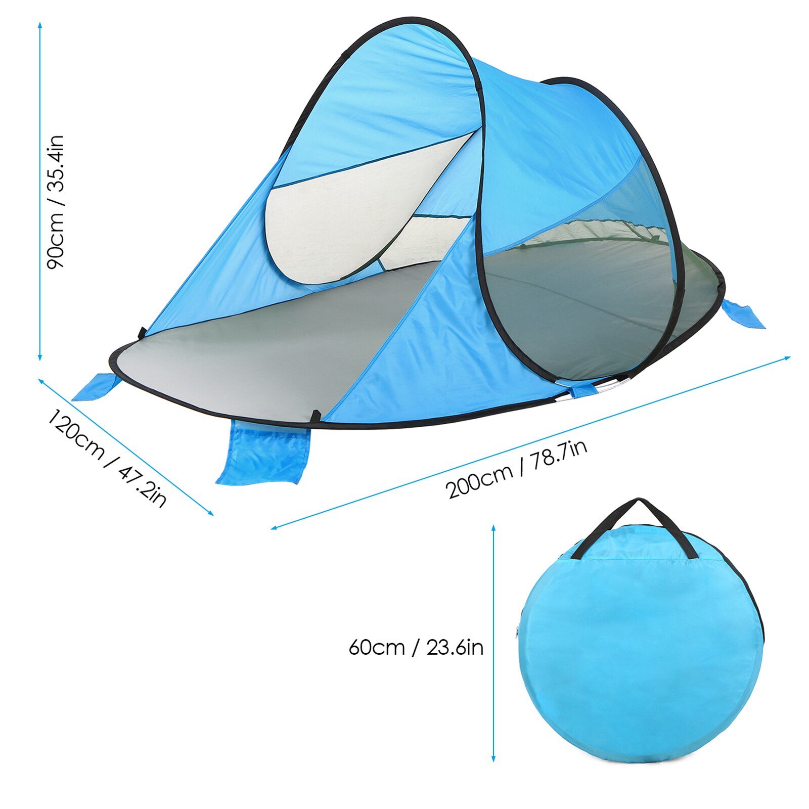 Upf 60+  nemme pop-up strand shelter strand telt sport paraply instant sol shelter telt solskygge baby baldakin bærbart strand telt