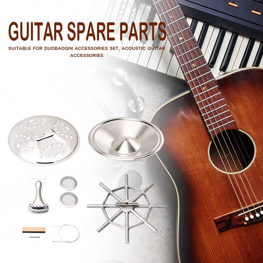 8pcs/set Dobro Guitar Accessories Parts with Resonator Cone Soundhole Screens Tailpiece Spider Bridge Saddle Guitar parts