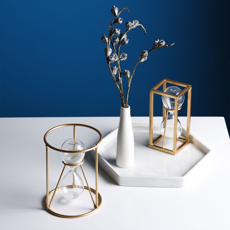 Hourglass clock ornaments Nordic luxury golden hourglass hourglass timer modern window desktop home decoration