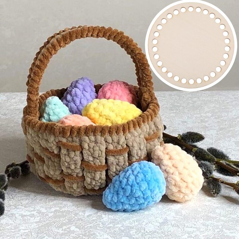5-pack houten gehaakte mandbodems – 10 cm ronde natuurlijke houten bodems voor doe-het-zelf-manden, portemonnees en handwerk