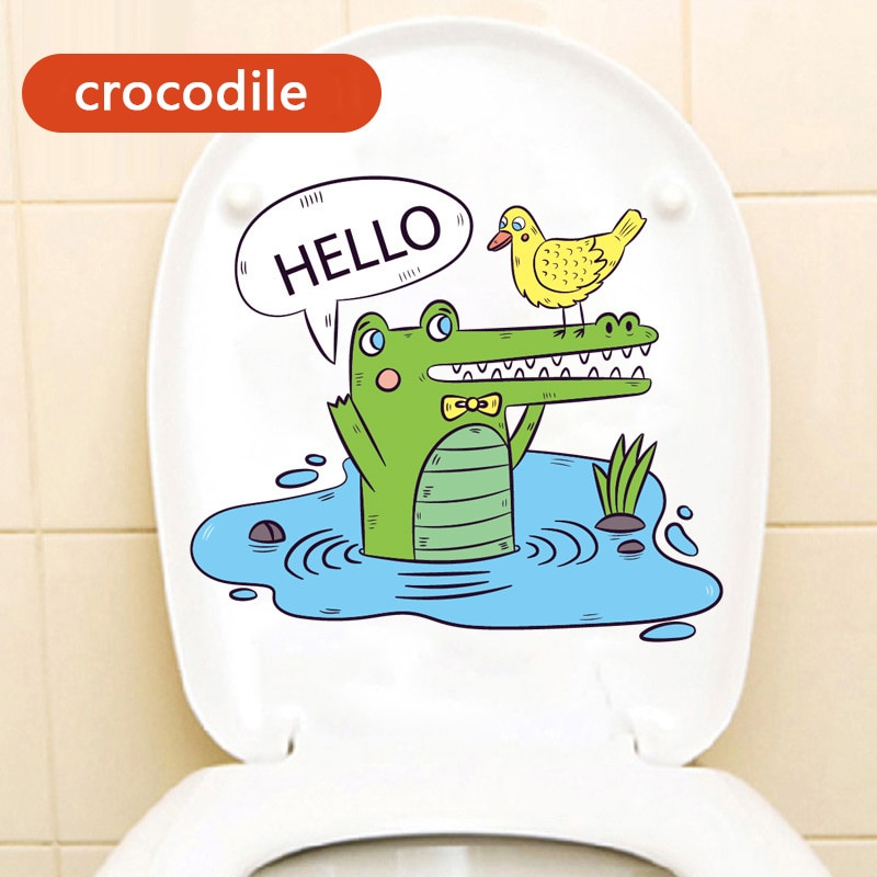 Cartoon Muursticker Wc Cover Sticker Combinatie Krokodil Octopus Clown Vis Muursticker Kinderen Kamer Koelkast Decoratie
