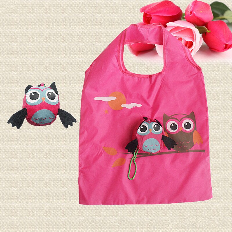 mignon Animal hibou forme pliant sac à provisions dames pliable réutilisable sac fourre-tout Portable voyage sac à bandoulière