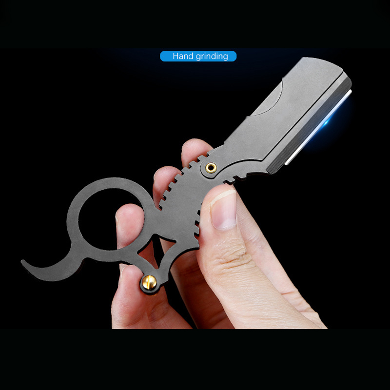 Maquinilla de afeitar de barbero de borde recto, herramienta de afeitado de cejas y barba, maquinilla de afeitar de depilación Manual, cuchillas de recorte reemplazables