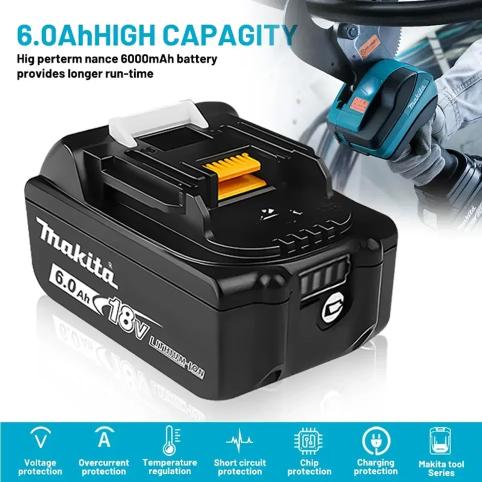 Batería Original Makita de 18V para batería de 6Ah BL1860 BL1850B BL1850 BL1840 BL1830B batería de litio de repuesto Makita
